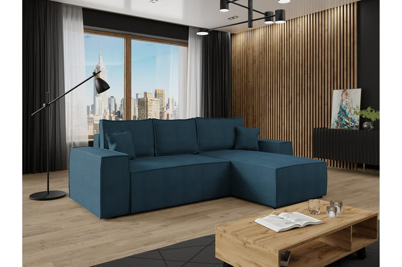 Knocklong 3-seters Hjørnesovesofa - Blå - Møbler - Sofaer - Sovesofaer