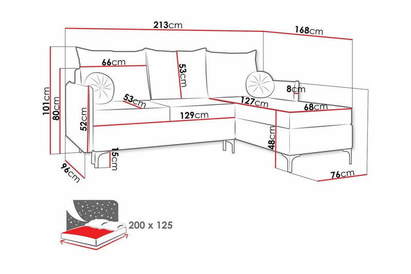 Knocklong 3-seters Hjørnesovesofa - Blå - Møbler - Sofaer - Sovesofaer