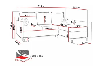 Knocklong 3-seters Hjørnesovesofa - Blå - Møbler - Sofaer - Sovesofaer