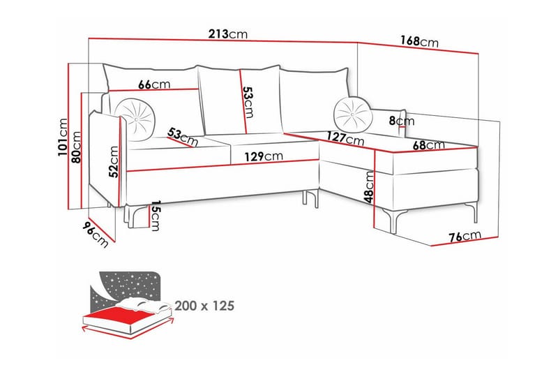 Knocklong 3-seters Hjørnesovesofa - Blå - Møbler - Sofaer - Sovesofaer