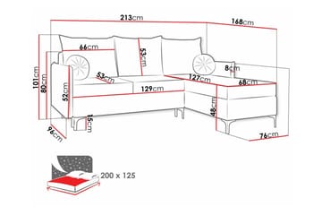 Knocklong 3-seters Hjørnesovesofa - Blå - Møbler - Sofaer - Sovesofaer