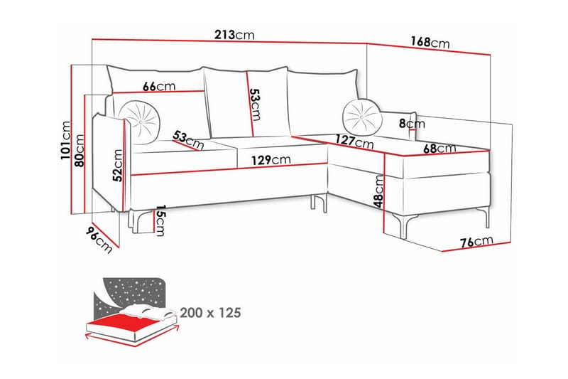 Knocklong 3-seters Hjørnesovesofa - Cream - Møbler - Sofaer - Sovesofaer