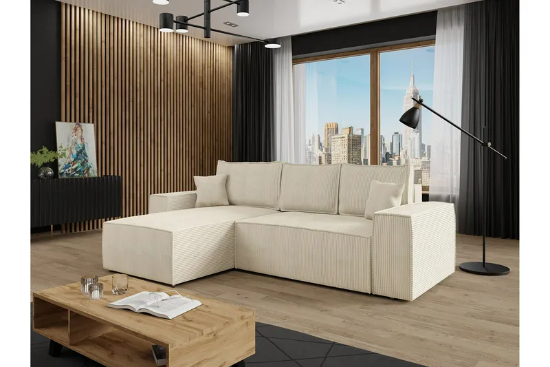 Knocklong 3-seters Hjørnesovesofa - Cream - Møbler - Sofaer - Sovesofaer