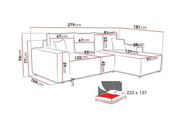 Knocklong 3-seters Hjørnesovesofa - Cream - Møbler - Sofaer - Sovesofaer