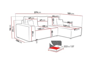 Knocklong 3-seters Hjørnesovesofa - Grå - Møbler - Sofaer - Sovesofaer