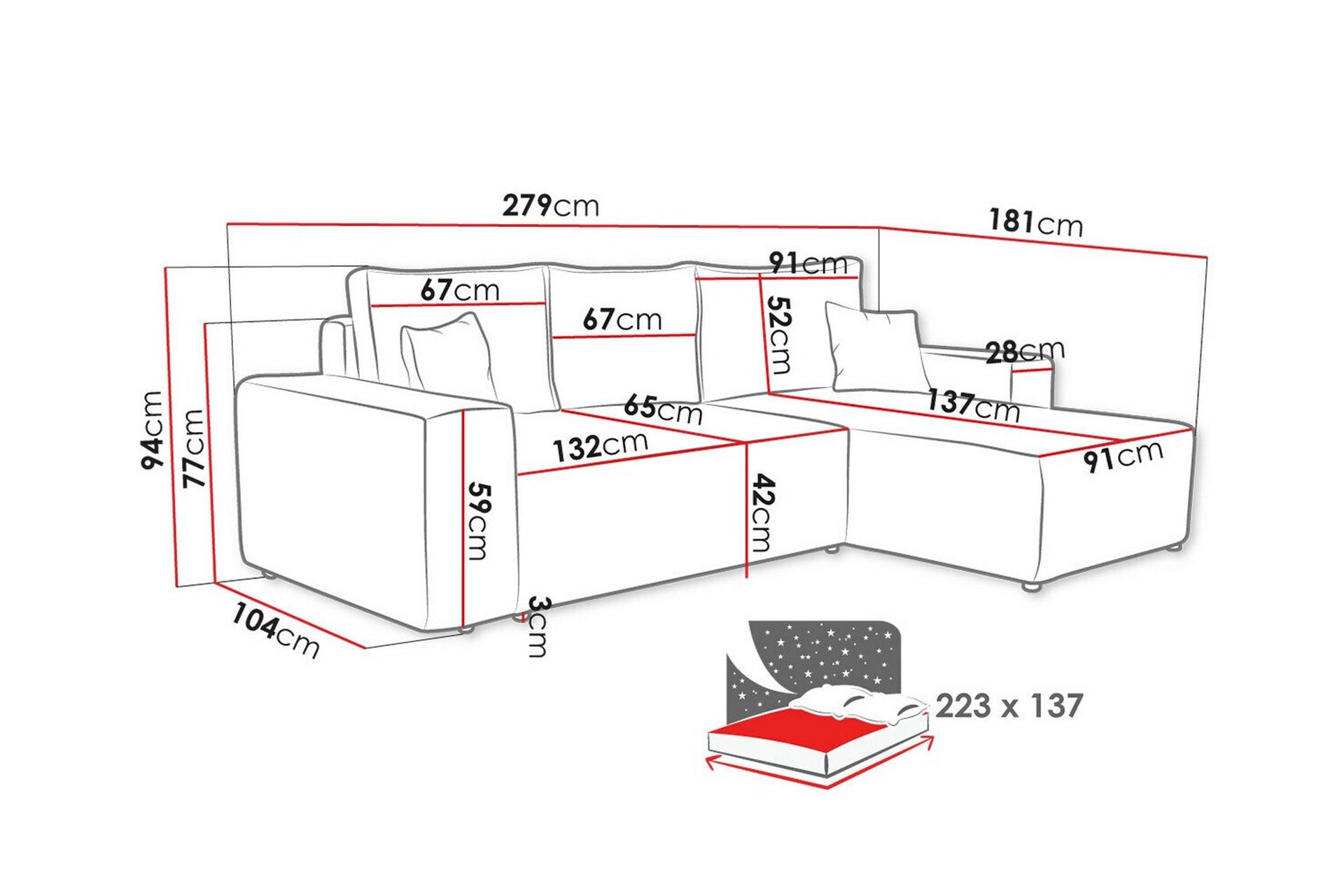 Knocklong 3-seters Hjørnesovesofa - Grøn - Møbler - Sofaer - Sovesofaer