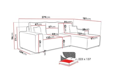 Knocklong 3-seters Hjørnesovesofa - Gul - Møbler - Sofaer - Sovesofaer