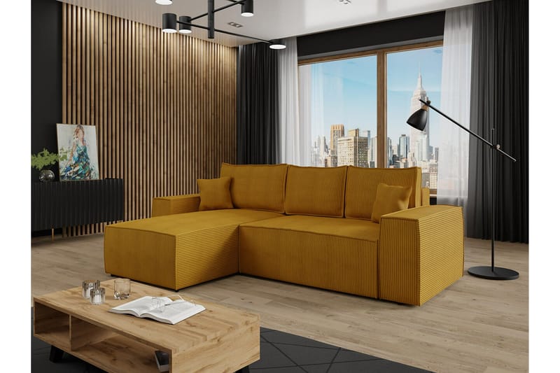 Knocklong 3-seters Hjørnesovesofa - Gul - Møbler - Sofaer - Sovesofaer