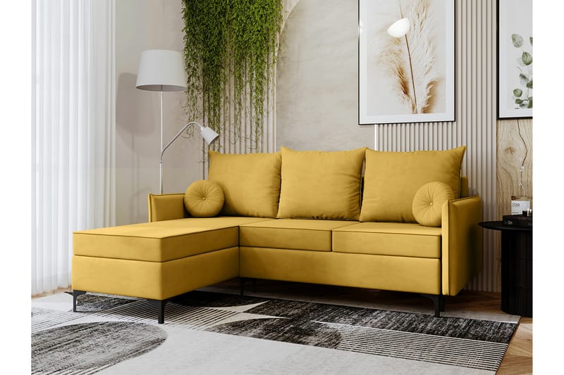 Knocklong 3-seters Hjørnesovesofa - Gul - Møbler - Sofaer - Sovesofaer
