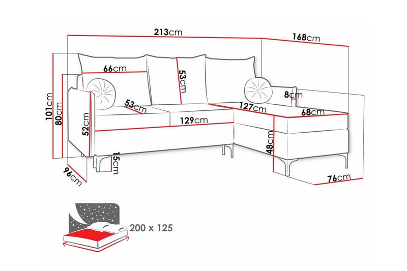 Knocklong 3-seters Hjørnesovesofa - Gul - Møbler - Sofaer - Sovesofaer
