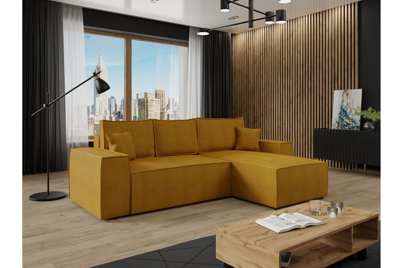 Knocklong 3-seters Hjørnesovesofa - Gul - Møbler - Sofaer - Sovesofaer