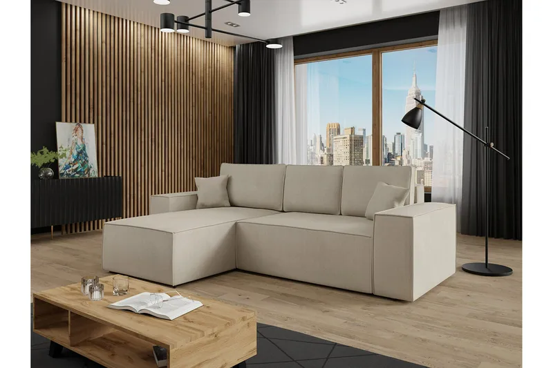 Knocklong 3-seters Hjørnesovesofa - Lyse brun - Møbler - Sofaer - Sovesofaer