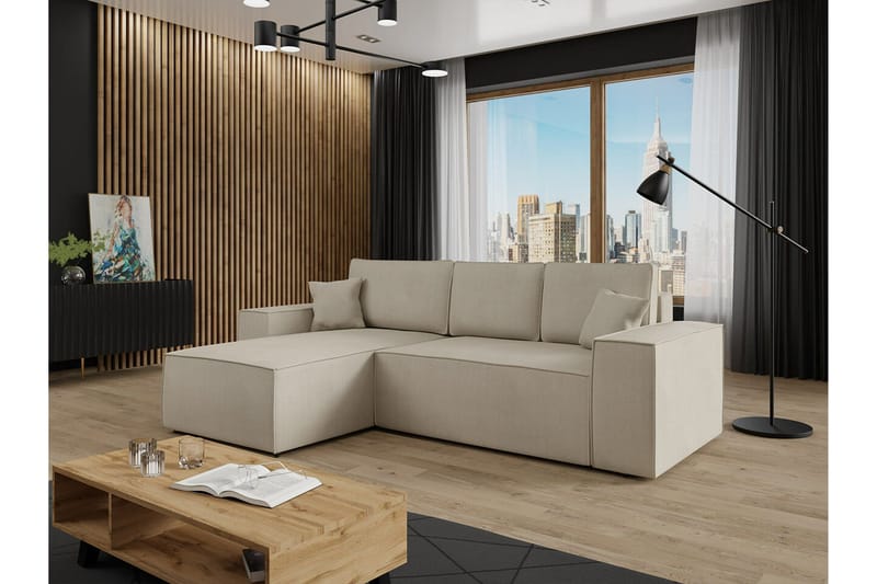 Knocklong 3-seters Hjørnesovesofa - Lyse brun - Møbler - Sofaer - Sovesofaer