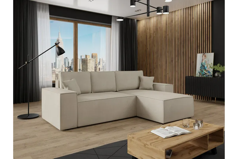 Knocklong 3-seters Hjørnesovesofa - Lyse brun - Møbler - Sofaer - Sovesofaer