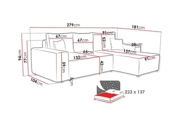 Knocklong 3-seters Hjørnesovesofa - Lyse brun - Møbler - Sofaer - Sovesofaer