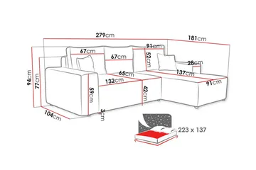 Knocklong 3-seters Hjørnesovesofa - Lysegrå - Møbler - Sofaer - Sovesofaer