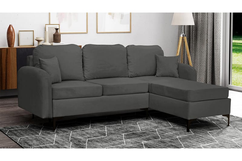 Knocklong 3-seters Hjørnesovesofa - Mørkegrå - Møbler - Sofaer - Sovesofaer