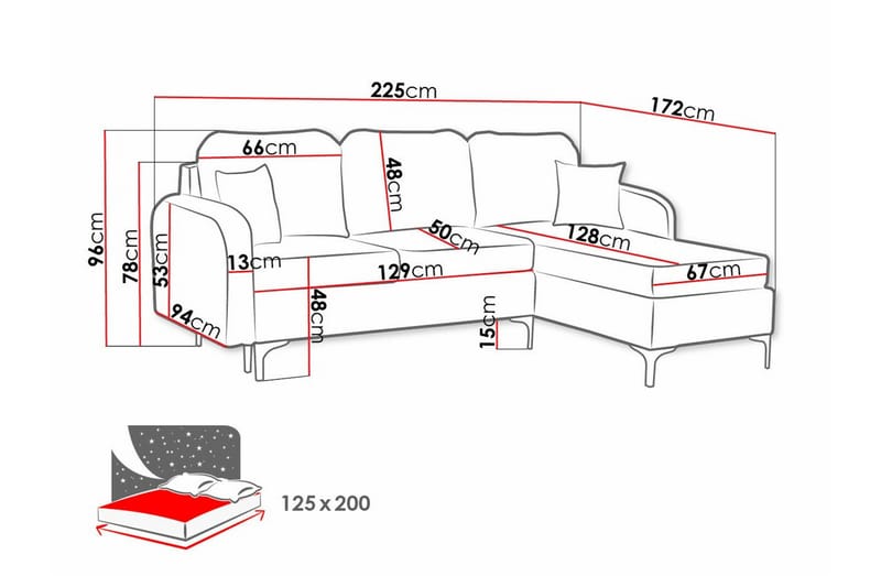 Knocklong 3-seters Hjørnesovesofa - Mørkegrå - Møbler - Sofaer - Sovesofaer