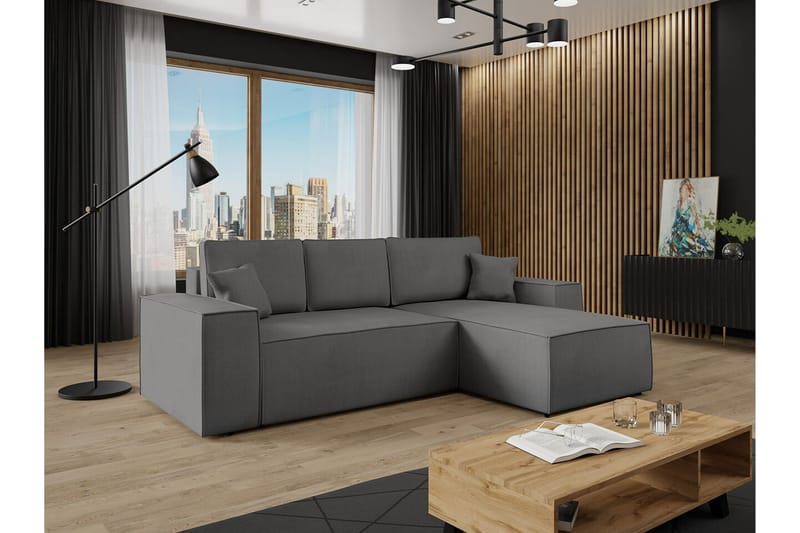 Knocklong 3-seters Hjørnesovesofa - Mørkegrå - Møbler - Sofaer - Sovesofaer