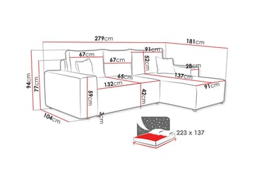 Knocklong 3-seters Hjørnesovesofa - Mørkegrå - Møbler - Sofaer - Sovesofaer