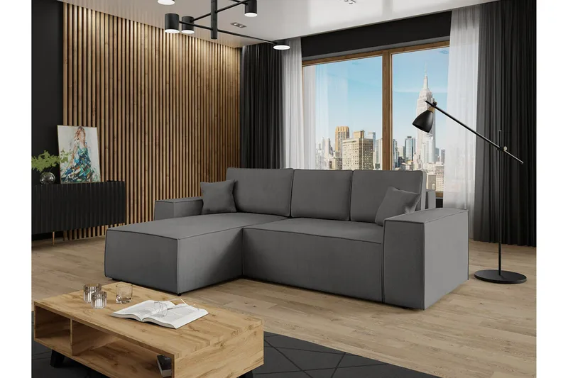 Knocklong 3-seters Hjørnesovesofa - Mørkegrå - Møbler - Sofaer - Sovesofaer