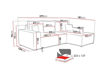 Knocklong 3-seters Hjørnesovesofa - Mørkegrå - Møbler - Sofaer - Sovesofaer