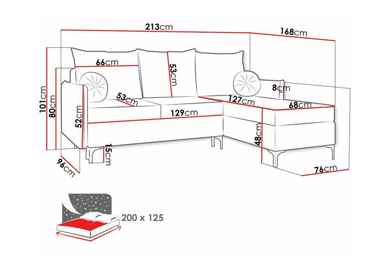 Knocklong 3-seters Hjørnesovesofa - Mørkegrå - Møbler - Sofaer - Sovesofaer