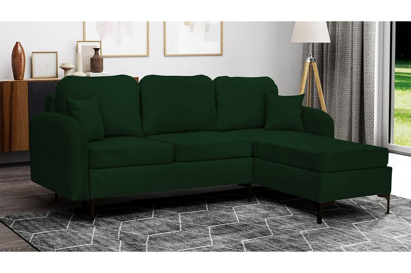 Knocklong 3-seters Hjørnesovesofa - Mørkegrønn - Møbler - Sofaer - Sovesofaer