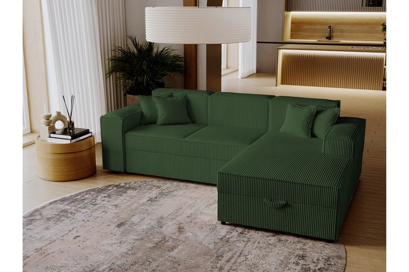 Knocklong 3-seters Hjørnesovesofa - Mørkegrønn - Møbler - Sofaer - Sovesofaer