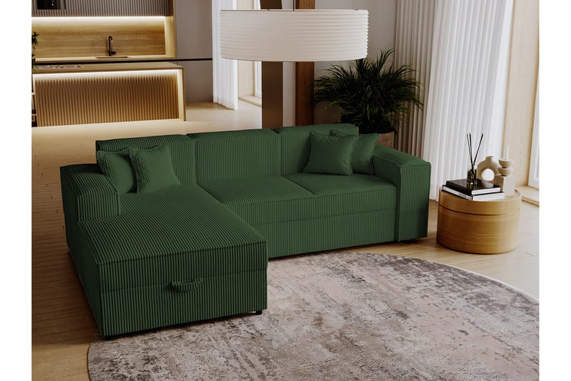 Knocklong 3-seters Hjørnesovesofa - Mørkegrønn - Møbler - Sofaer - Sovesofaer