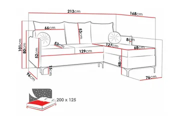 Knocklong 3-seters Hjørnesovesofa - Rosa - Møbler - Sofaer - Sovesofaer