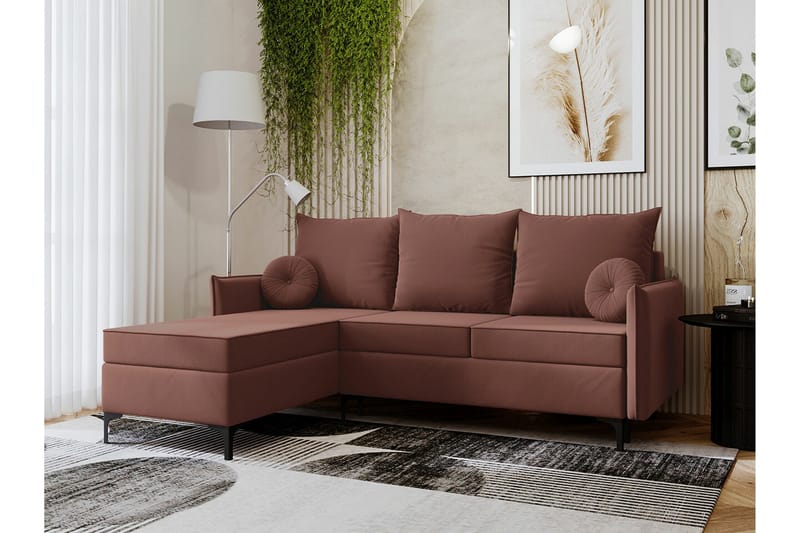 Knocklong 3-seters Hjørnesovesofa - Rosa - Møbler - Sofaer - Sovesofaer