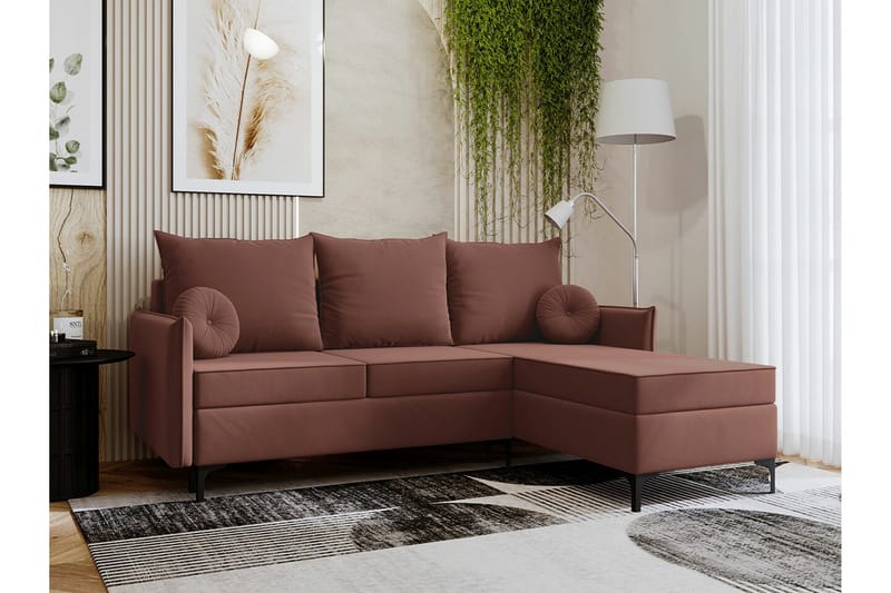 Knocklong 3-seters Hjørnesovesofa - Rosa - Møbler - Sofaer - Sovesofaer