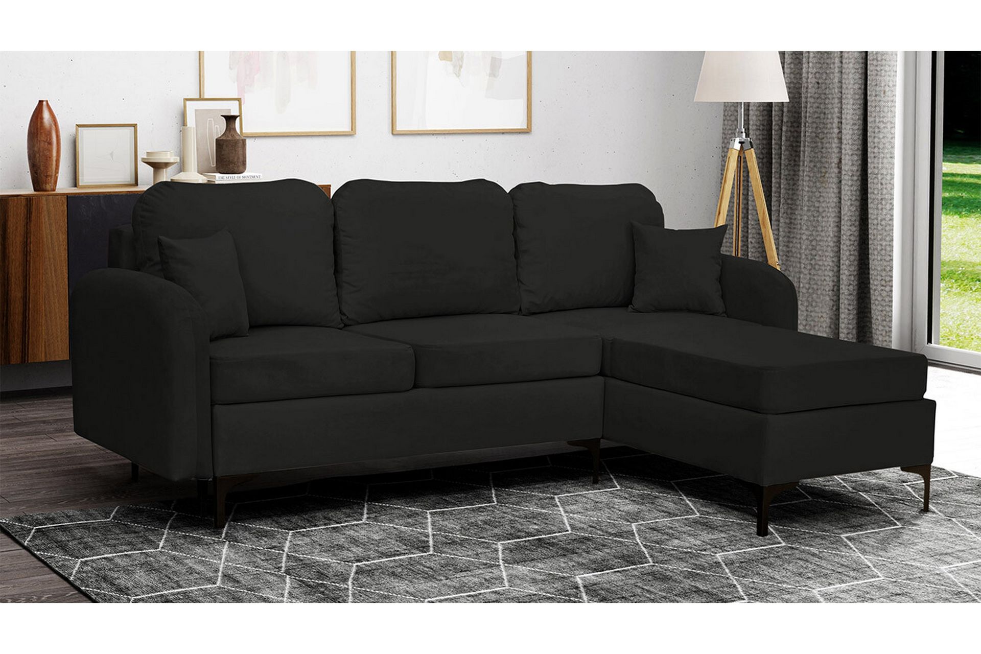 Knocklong 3-seters Hjørnesovesofa - Svart - Møbler - Sofaer - Sovesofaer