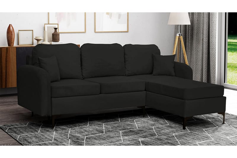Knocklong 3-seters Hjørnesovesofa - Svart - Møbler - Sofaer - Sovesofaer