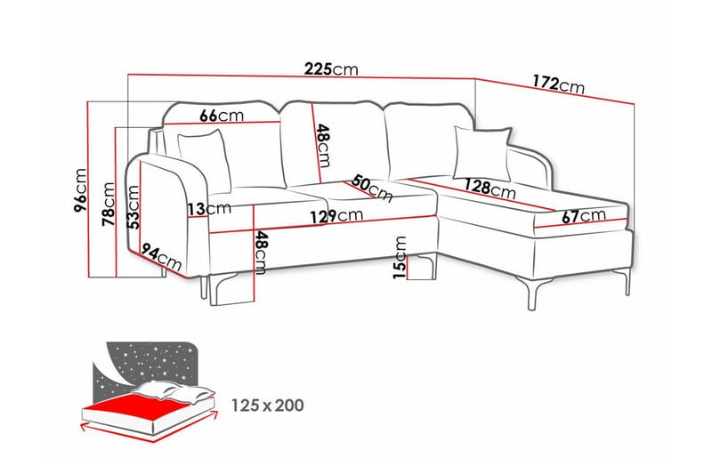 Knocklong 3-seters Hjørnesovesofa - Svart - Møbler - Sofaer - Sovesofaer