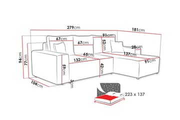 Knocklong 3-seters Hjørnesovesofa - Svart - Møbler - Sofaer - Sovesofaer