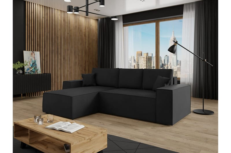 Knocklong 3-seters Hjørnesovesofa - Svart - Møbler - Sofaer - Sovesofaer