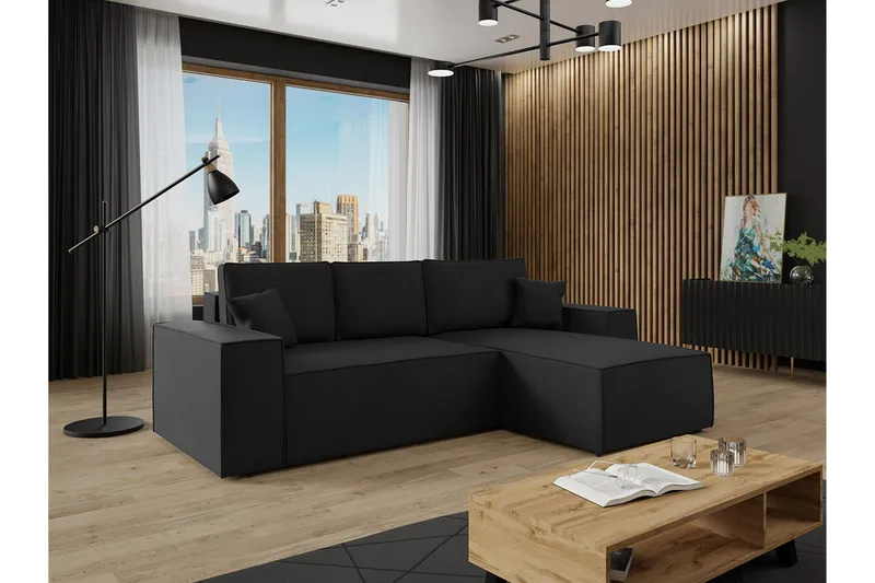 Knocklong 3-seters Hjørnesovesofa - Svart - Møbler - Sofaer - Sovesofaer