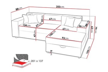 Knocklong 3-seters Hjørnesovesofa - Møbler - Sofaer - Sovesofaer