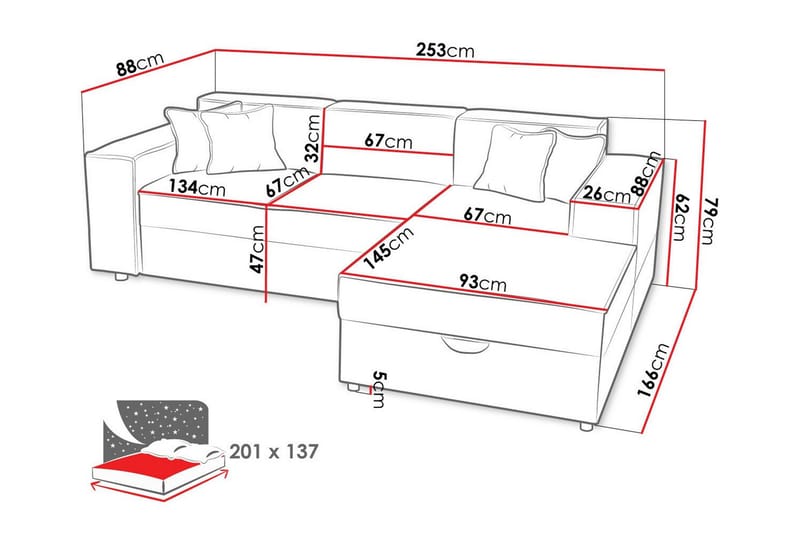 Knocklong 3-seters Hjørnesovesofa - Møbler - Sofaer - Sovesofaer