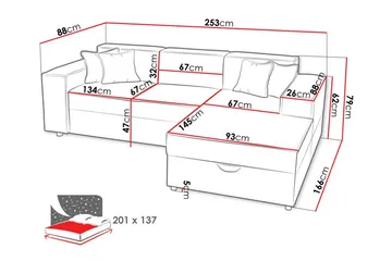 Knocklong 3-seters Hjørnesovesofa - Møbler - Sofaer - Sovesofaer
