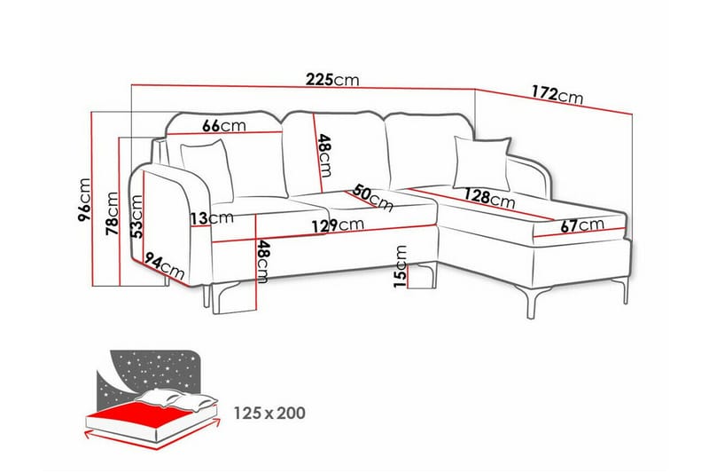 Knocklong 3-seters hjørnesovesofa - Møbler - Sofaer - Sovesofaer