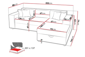 Knocklong 3-seters Hjørnesovesofa - Møbler - Sofaer - Sovesofaer