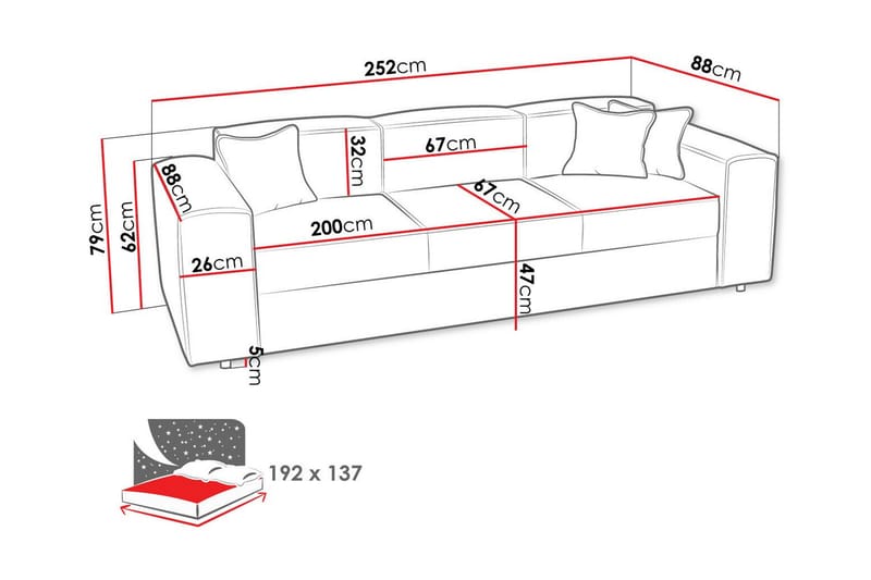 Knocklong 3-seters Sovesofa - Beige - Møbler - Sofaer - Sovesofaer