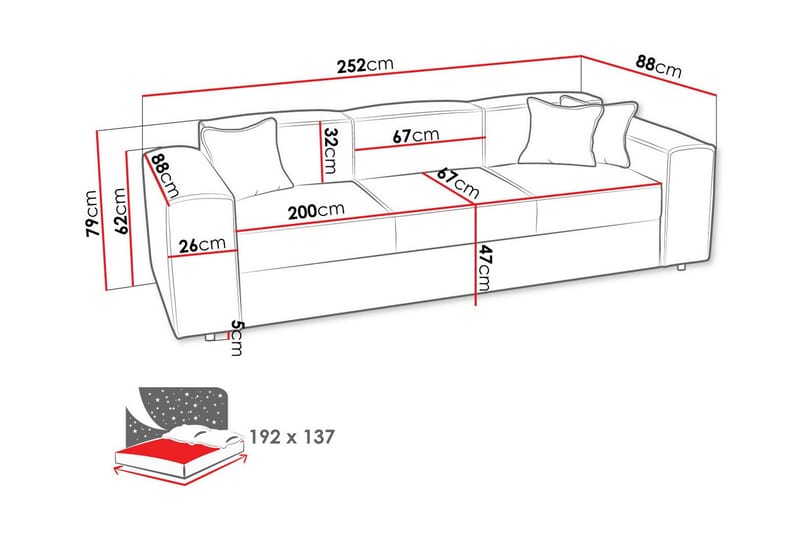 Knocklong 3-seters Sovesofa - Beige - Sovesofaer - 3 seters sovesofa