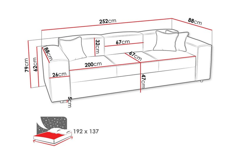 Knocklong 3-seters Sovesofa - Mørkegrå - Møbler - Sofaer - Sovesofaer