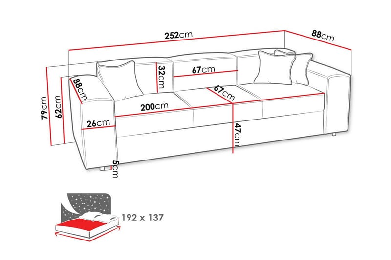 Knocklong 3-seters Sovesofa - Mørkegrå - Sovesofaer - 3 seters sovesofa