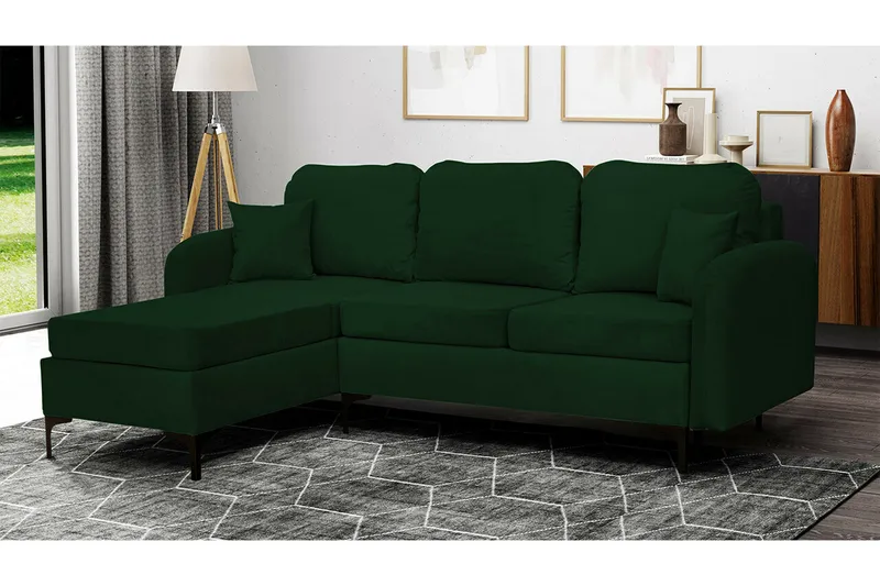 Knocklong 3-sits Hörnbäddsoffa Dark green - Møbler - Sofaer - Sovesofaer