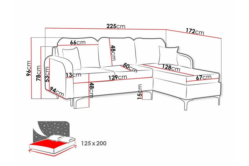 Knocklong 3-sits Hörnbäddsoffa NO_BRAND Dark blue - Møbler - Sofaer - Sovesofaer